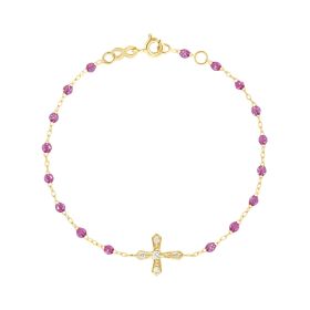 Bracelet gigi CLOZEAU Croix Vintage Diamant Or Jaune 17 cm