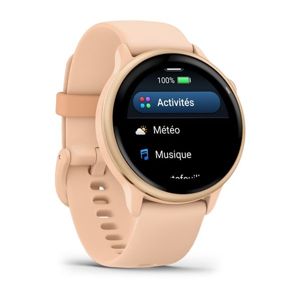 Montre Garmin Vivoactive 6 Metallic Pink Dawn Bracelet Rose Pêche