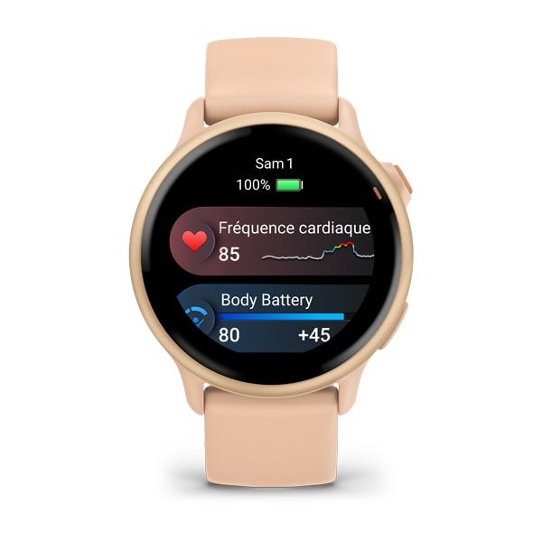 Montre Garmin Vivoactive 6 Metallic Pink Dawn Bracelet Rose Pêche