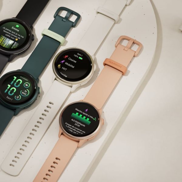 Montre Garmin Vivoactive 5 Boitier Ivoire Lunette Aluminium Soft Gold