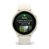 Montre Garmin Vivoactive 6 Lunar Gold bracelet ivoire