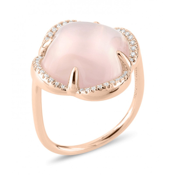 Bague Morganne Bello Songe Or Rose Quartz Rose Tour Diamants