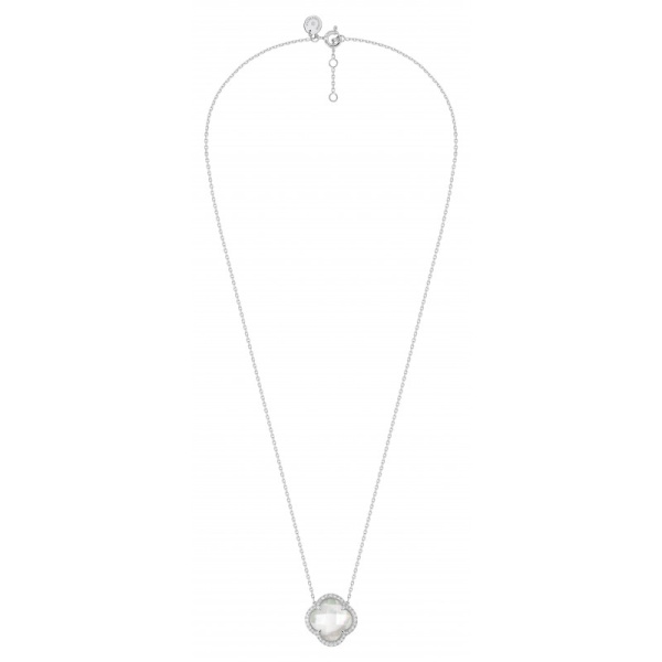 Collier Morganne Bello Victoria Diamant Or Blanc Grande Nacre Blanche Diamants