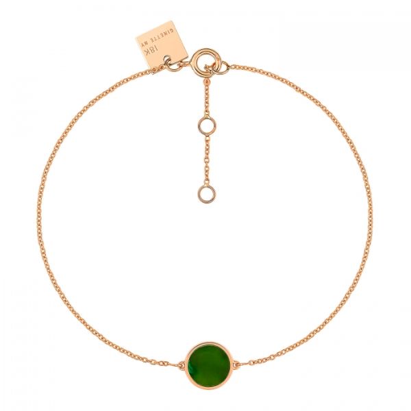 Bracelet Ginette NY Mini Ever Jade Disc Bracelet Or Rose