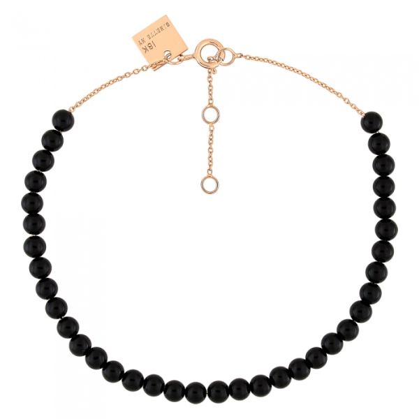 Bracelet Ginette NY Maria Mini Onyx Bead Bracelet Or Rose