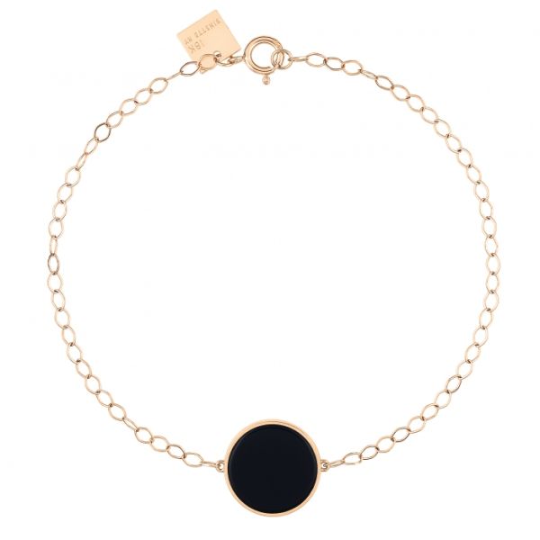 Bracelet Ginette NY Ever Onyx Disc Bracelet Or Rose