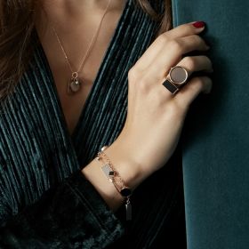 Bracelet Ginette NY Ever Onyx Disc Bracelet Or Rose