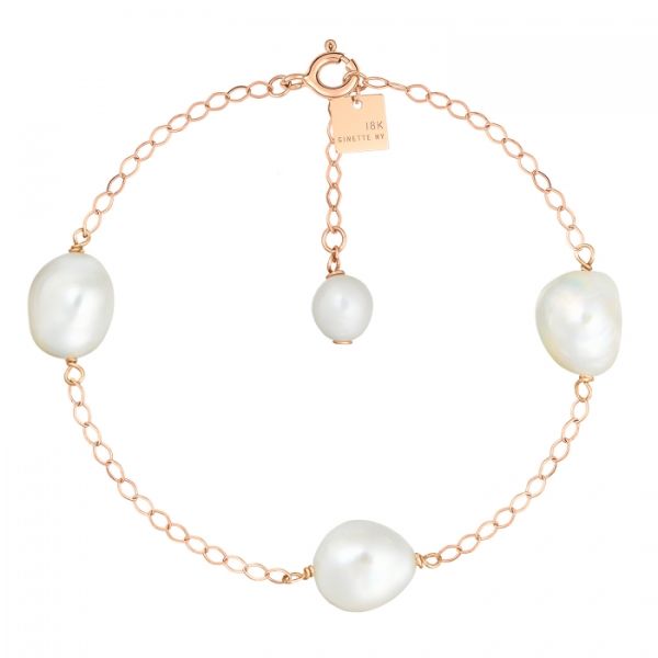 Bracelet Ginette NY Bead Chain Bracelet Pearl Or Rose