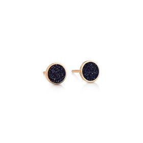 Boucles d'oreilles Ginette NY Ever Blue Sandstone Disc Studs Or Rose