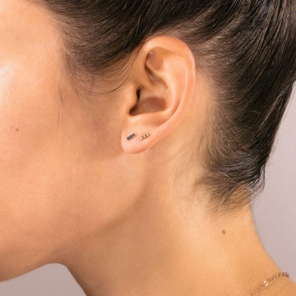 Boucles d'oreilles Ginette NY Black Diams Strip Studs Or Rose