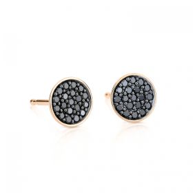 Boucles d'oreilles Ginette NY Black Diamond Sequin Studs Or Rose