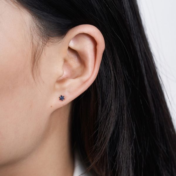Boucle d'oreille Ginette NY Solo Mini Sapphire Star Stud Or Rose