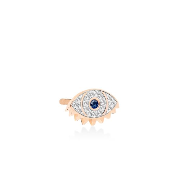 Boucle d'oreille Ginette NY Solo Ajna Sapphire And Diamond Stud Or Rose