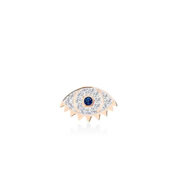 Boucle d'oreille Ginette NY Solo Ajna Sapphire And Diamond Stud Or Rose