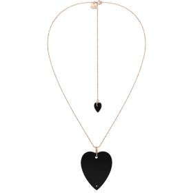 Collier Ginette NY Angèle Jumbo Onyx HeartOn Chain Or Rose