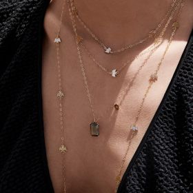 Collier Ginette NY Duo Cocktail Smoky Quartz Necklace Or Rose