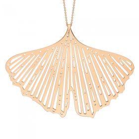 Collier Ginette NY Jumbo Gingko On Chain Or Rose