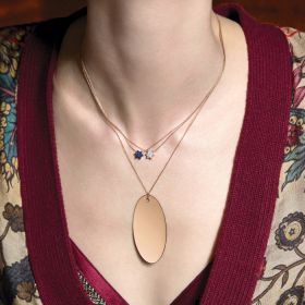 Collier Ginette NY Jumbo Sequin On Chain Or Rose