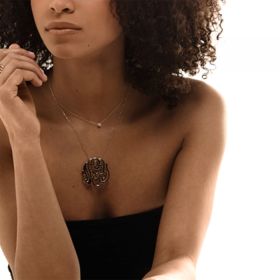 Collier Ginette NY Large Lace Monogram "Ngy" Or Rose