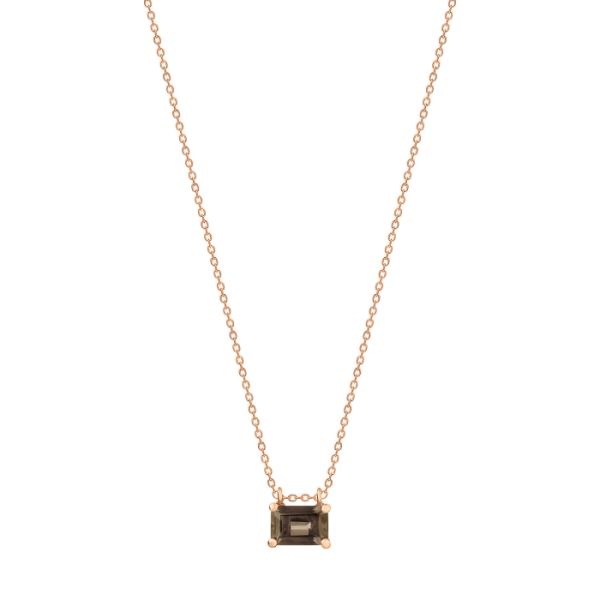Collier Ginette NY Mini Cocktail Smoky Quartz On Chain Or Rose