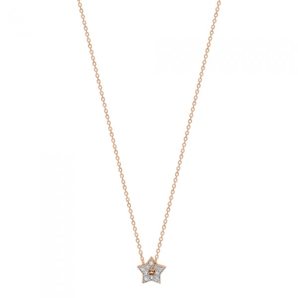 Collier Ginette NY Mini Diamond Milky Way Open Star Necklace Or Rose