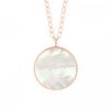 Collier Ginette NY Jumbo Ever White Mop Disc On Chain Or Rose