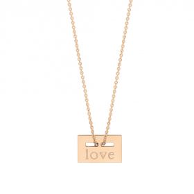 Collier Ginette NY Mini Plate "Love"On Chain Or Rose