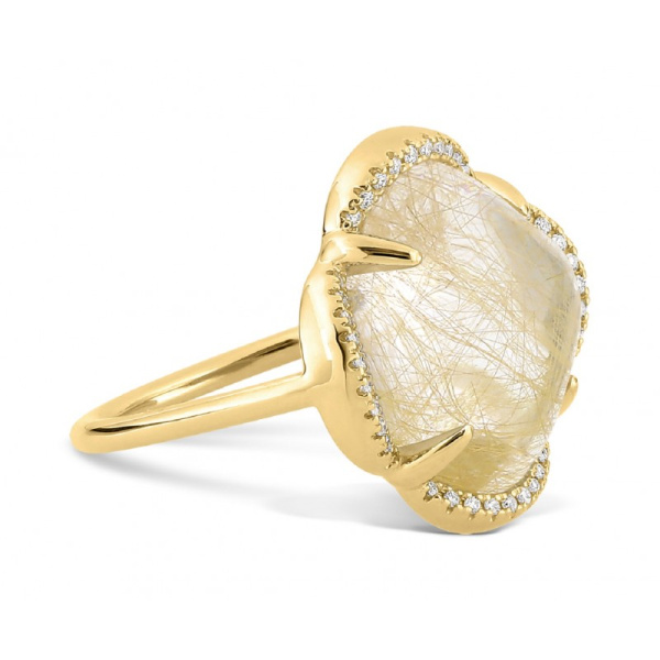 Bague Morganne Bello Quartz Rutile Diamants Or Jaune
