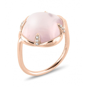 Bague Morganne Bello Quartz Rose Diamants Or Rose