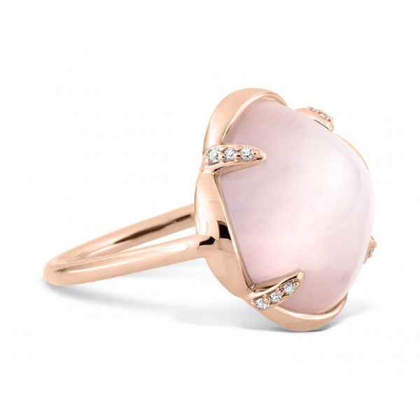 Bague Morganne Bello Quartz Rose Diamants Or Rose