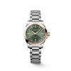 Montre Conquest Cadran Vert Bracelet Acier Coiffe Or Rose