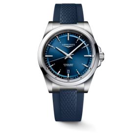 MontreLongines Conquest Cadran Bleu Bracelet caoutchouc 41 mm
