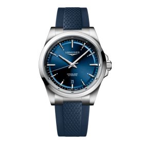 MontreLongines Conquest Cadran Bleu Bracelet caoutchouc 41 mm