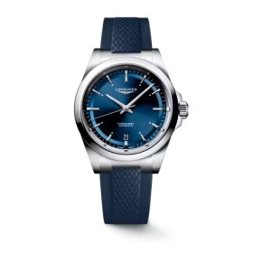 MontreLongines Conquest Cadran Bleu Bracelet caoutchouc 38 mm