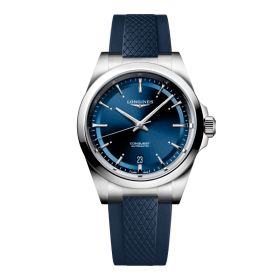 MontreLongines Conquest Cadran Bleu Bracelet caoutchouc 38 mm
