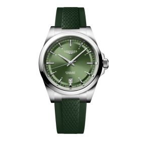 MontreLongines Conquest Cadran Vert Bracelet caoutchouc 38 mm