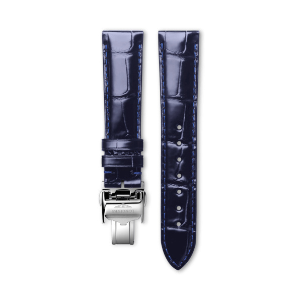 Bracelet Longines Alligator Bleu Brillant 18 mm