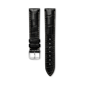 Bracelet Longines Alligator Noir Mat 18 mm