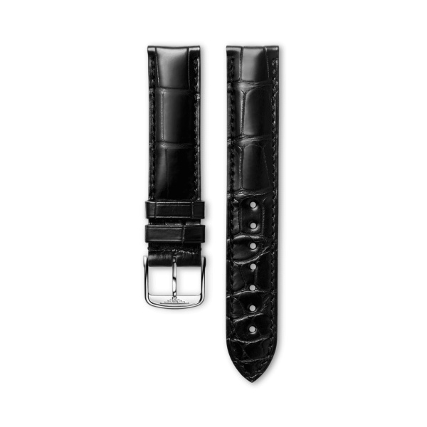 Bracelet Longines Alligator Noir Mat 18 mm