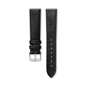 Bracelet Longines Cuir Grainé Noir Mat Imprimé Lézard 18 mm