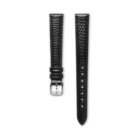 Bracelet Longines Cuir Grainé Noir Brillant Imprimé Lézard 13 mm