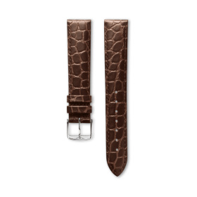 Bracelet Longines Cuir Grainé Brun Semi Mat Imprimé Crocodile 18 mm