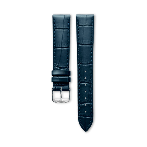 Bracelet Longines Cuir Grainé Bleu Mat Imprimé Crocodile 16 mm