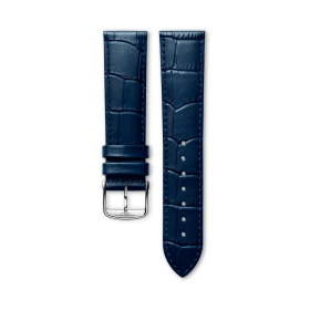 Bracelet Longines Cuir Grainé Bleu Mat Imprimé Crocodile 20 mm