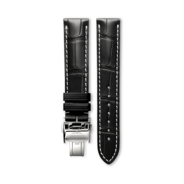 Bracelet Longines Alligator Noir Mat 17 mm