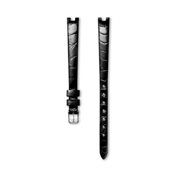 Bracelet Longines Alligator Noir Brillant 9 mm