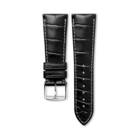 Bracelet Longines Alligator Noir Mat 25 mm