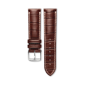 Bracelet Longines Cuir Grainé Brun Mat Imprimé Crocodile 22 mm
