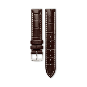 Bracelet Longines Cuir Grainé Brun Mat Imprimé Crocodile 16 mm