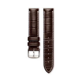 Bracelet Longines Cuir Grainé Brun Mat Imprimé Crocodile 18 mm